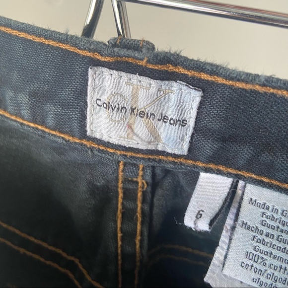 Vintage 90’s Calvin Klein Denim Dark Wash Blue Jeans Bootcut with Tan Stitching - Picture 4 of 5